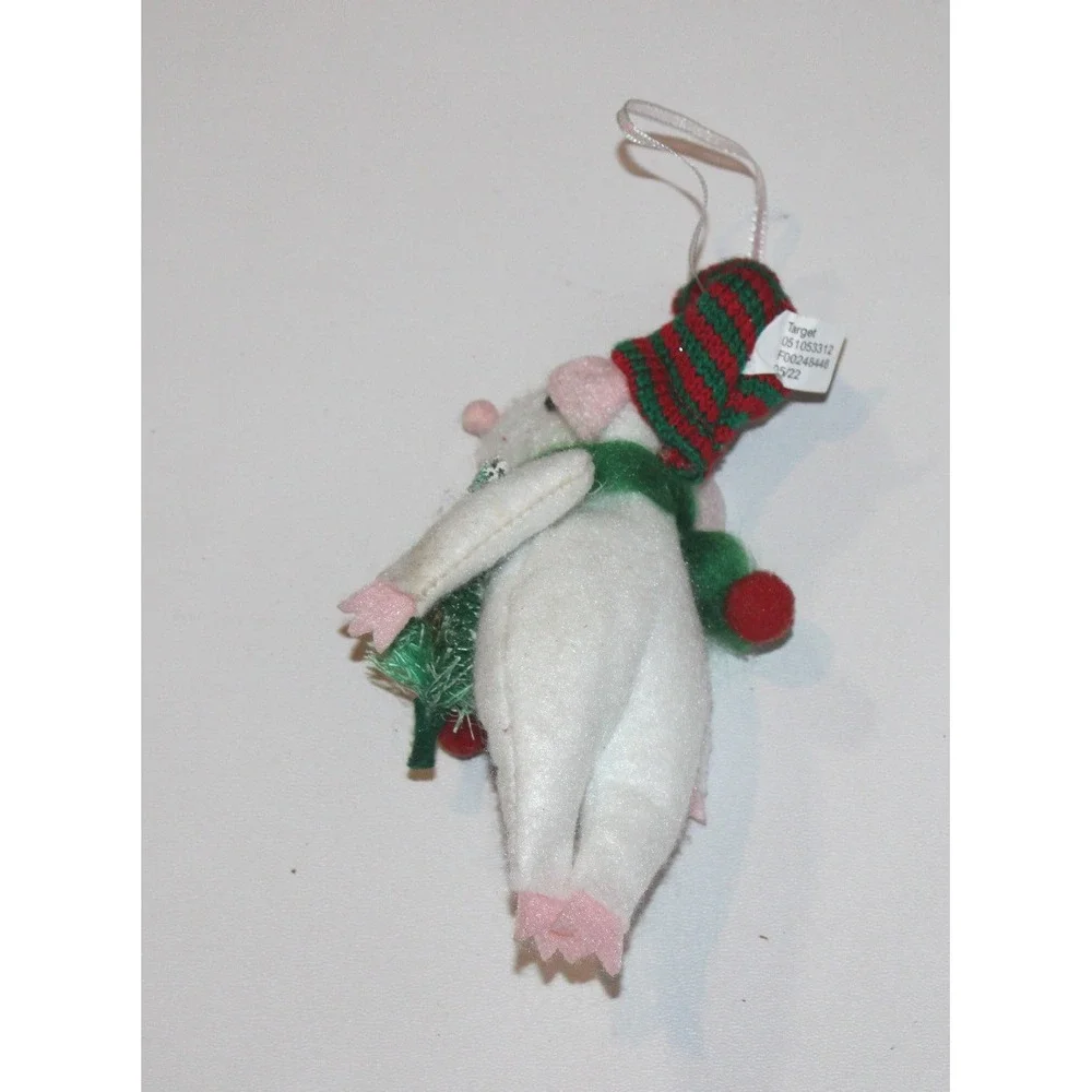 lot of 6 Target Wondershop fabric mouse mice Christmas ornaments red green 2022